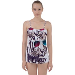 Krazy Katz 3d Tiger Roar Animal Babydoll Tankini Top by Sarkoni