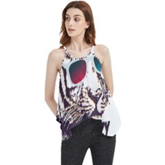 Krazy Katz 3d Tiger Roar Animal Flowy Camisole Tank Top by Sarkoni