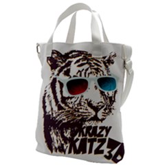 Krazy Katz 3d Tiger Roar Animal Canvas Messenger Bag by Sarkoni