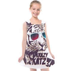 Krazy Katz 3d Tiger Roar Animal Kids  Cross Back Dress by Sarkoni