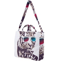 Krazy Katz 3d Tiger Roar Animal Square Shoulder Tote Bag by Sarkoni