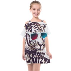 Krazy Katz 3d Tiger Roar Animal Kids  One Piece Chiffon Dress by Sarkoni