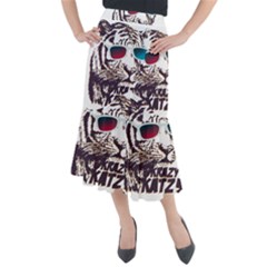 Krazy Katz 3d Tiger Roar Animal Midi Mermaid Skirt by Sarkoni