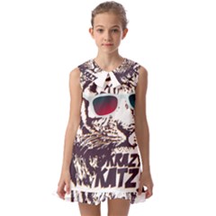 Krazy Katz 3d Tiger Roar Animal Kids  Pilgrim Collar Ruffle Hem Dress by Sarkoni