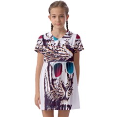 Krazy Katz 3d Tiger Roar Animal Kids  Asymmetric Collar Dress by Sarkoni