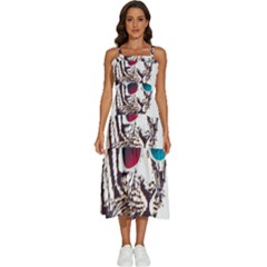 Krazy Katz 3d Tiger Roar Animal Sleeveless Shoulder Straps Boho Dress by Sarkoni