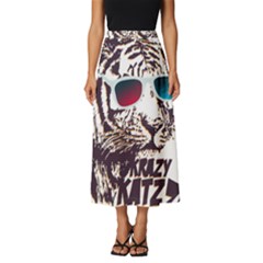 Krazy Katz 3d Tiger Roar Animal Classic Midi Chiffon Skirt by Sarkoni