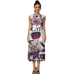 Krazy Katz 3d Tiger Roar Animal Sleeveless Round Neck Midi Dress by Sarkoni