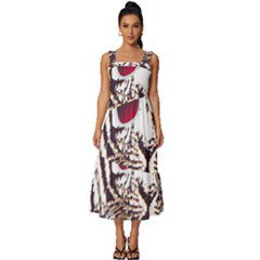 Krazy Katz 3d Tiger Roar Animal Square Neckline Tiered Midi Dress by Sarkoni