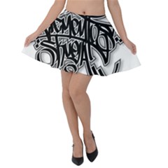 Hip Hop Music Drawing Art Graffiti Velvet Skater Skirt by Sarkoni