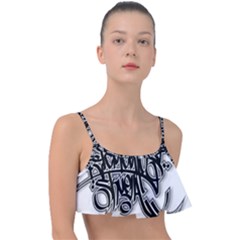 Hip Hop Music Drawing Art Graffiti Frill Bikini Top by Sarkoni