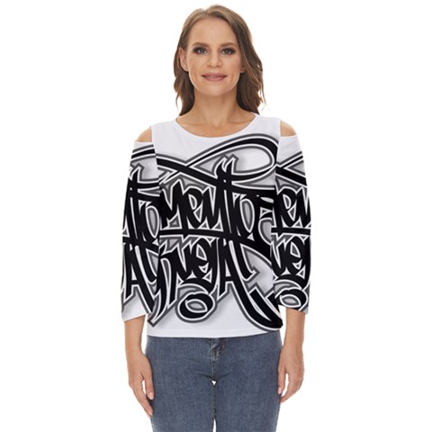 Hip Hop Music Drawing Art Graffiti Cut Out Wide Sleeve Top by Sarkoni