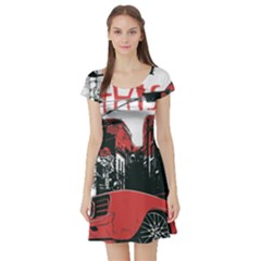 Cars City Fear This Poster Short Sleeve Skater Dress by Sarkoni