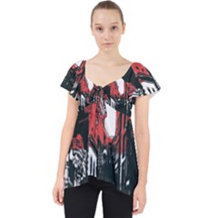 Cars City Fear This Poster Lace Front Dolly Top by Sarkoni