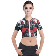 Cars City Fear This Poster Short Sleeve Cropped Jacket by Sarkoni