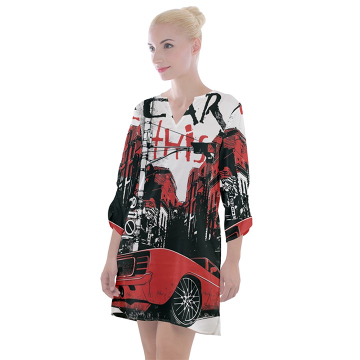 Cars City Fear This Poster Open Neck Shift Dress