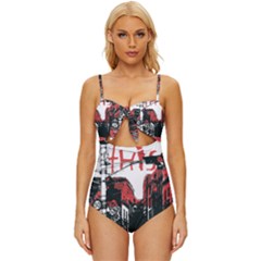 Cars City Fear This Poster Knot Front One-piece Swimsuit by Sarkoni