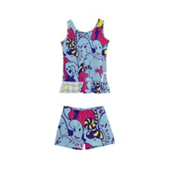 Fresh Urban Cartoon Monster Illustration Cartoon Character Text Kids  Boyleg Swimsuit by Sarkoni