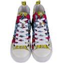 Fresh Urban Cartoon Monster Illustration Cartoon Character Text Women s Mid-Top Canvas Sneakers View1