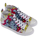 Fresh Urban Cartoon Monster Illustration Cartoon Character Text Women s Mid-Top Canvas Sneakers View3