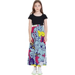 Fresh Urban Cartoon Monster Illustration Cartoon Character Text Kids  Flared Maxi Skirt by Sarkoni