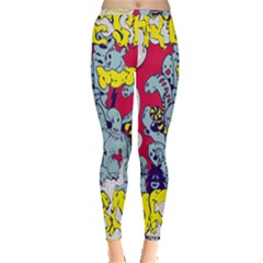 Fresh Urban Cartoon Monster Illustration Cartoon Character Text Inside Out Leggings by Sarkoni