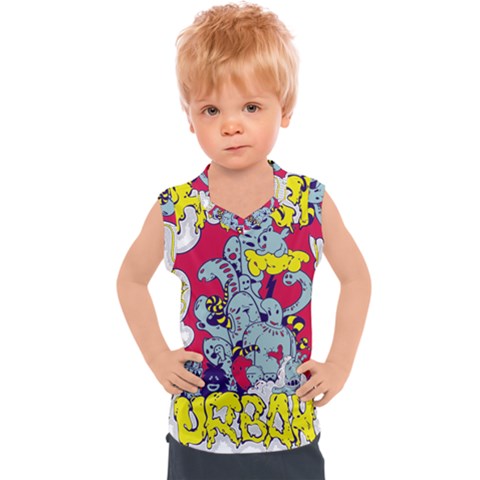 Fresh Urban Cartoon Monster Illustration Cartoon Character Text Kids  Sport Tank Top by Sarkoni