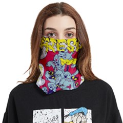 Fresh Urban Cartoon Monster Illustration Cartoon Character Text Face Covering Bandana (two Sides) by Sarkoni