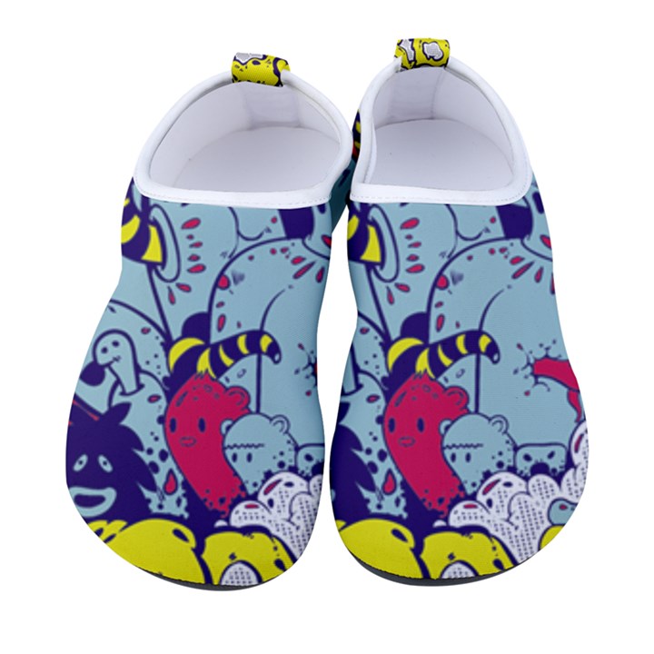 Fresh Urban Cartoon Monster Illustration Cartoon Character Text Women s Sock-Style Water Shoes