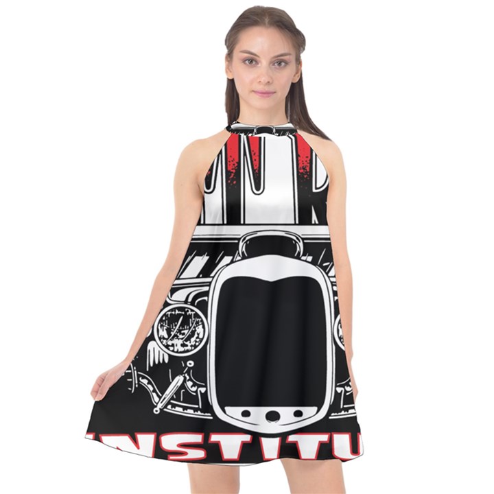 Vintage Car Hot Rod Motor Vehicle Halter Neckline Chiffon Dress 