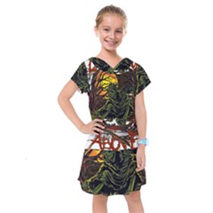 Grim Reaper Above Art  Monster Moon Letter Poster Kids  Drop Waist Dress by Sarkoni