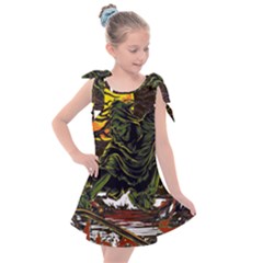 Grim Reaper Above Art  Monster Moon Letter Poster Kids  Tie Up Tunic Dress by Sarkoni