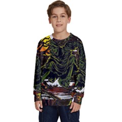 Grim Reaper Above Art  Monster Moon Letter Poster Kids  Crewneck Sweatshirt