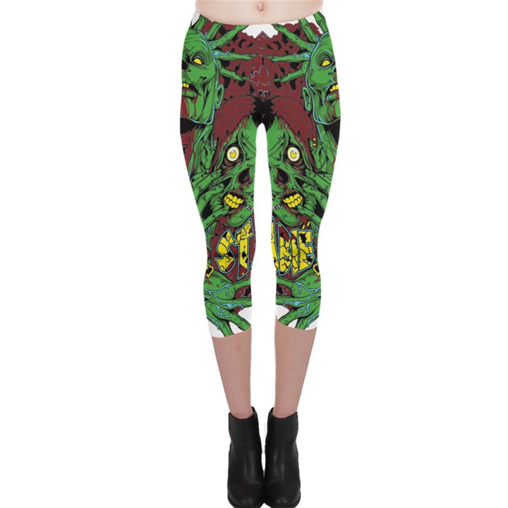 Zombie Star Monster Green Monster Capri Leggings 