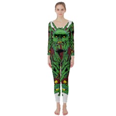 Zombie Star Monster Green Monster Long Sleeve Catsuit by Sarkoni