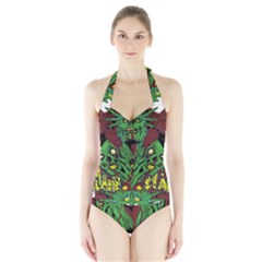 Zombie Star Monster Green Monster Halter Swimsuit by Sarkoni