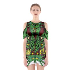 Zombie Star Monster Green Monster Shoulder Cutout One Piece Dress by Sarkoni