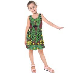 Zombie Star Monster Green Monster Kids  Sleeveless Dress by Sarkoni