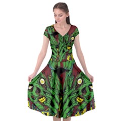 Zombie Star Monster Green Monster Cap Sleeve Wrap Front Dress by Sarkoni