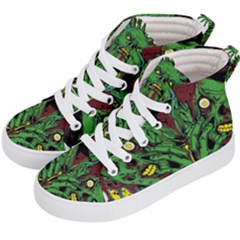 Zombie Star Monster Green Monster Kids  Hi-top Skate Sneakers by Sarkoni