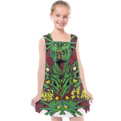 Zombie Star Monster Green Monster Kids  Cross Back Dress by Sarkoni