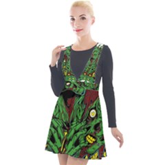 Zombie Star Monster Green Monster Plunge Pinafore Velour Dress by Sarkoni