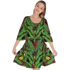 Zombie Star Monster Green Monster Velour Kimono Dress by Sarkoni