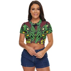 Zombie Star Monster Green Monster Side Button Cropped T-shirt by Sarkoni