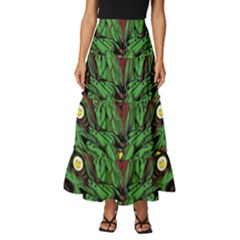 Zombie Star Monster Green Monster Tiered Ruffle Maxi Skirt by Sarkoni