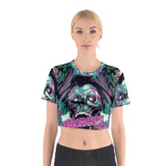 Anarchy Skull And Birds Cotton Crop Top by Sarkoni