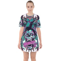 Anarchy Skull And Birds Sixties Short Sleeve Mini Dress by Sarkoni