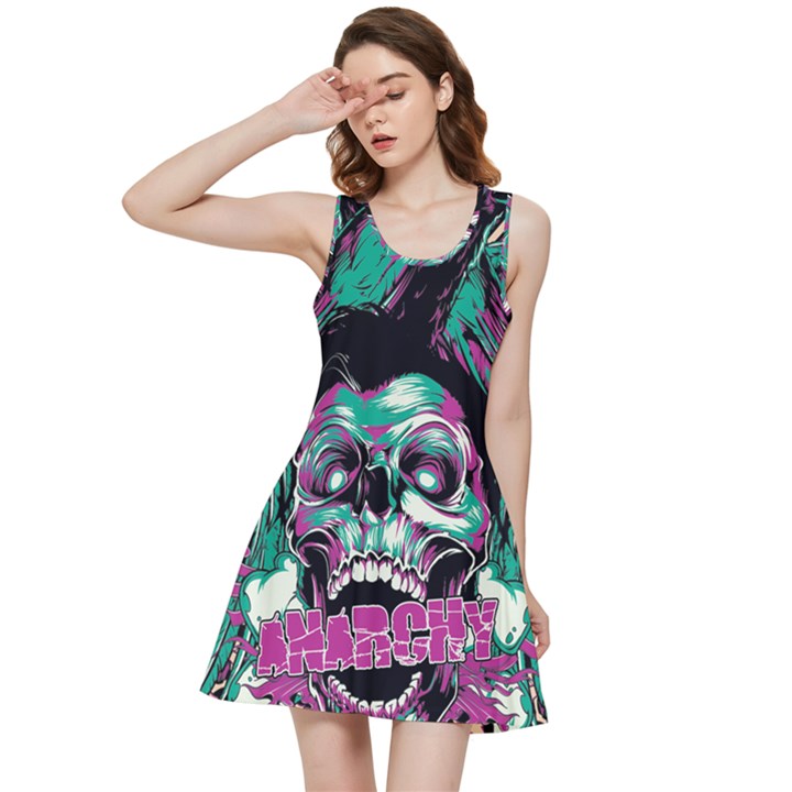 Anarchy Skull And Birds Inside Out Racerback Dress