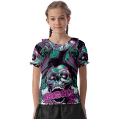 Anarchy Skull And Birds Kids  Frill Chiffon Blouse by Sarkoni