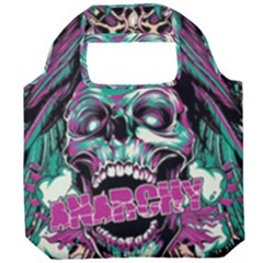 Anarchy Skull And Birds Foldable Grocery Recycle Bag by Sarkoni